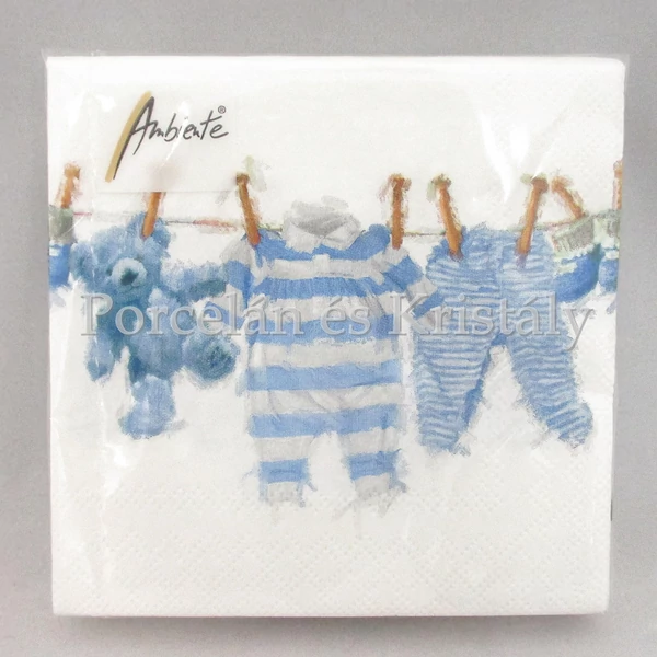 AMB.12513985 Kék kisfiú ruhák papírszalvéta 25x25 cm, 20 db-os