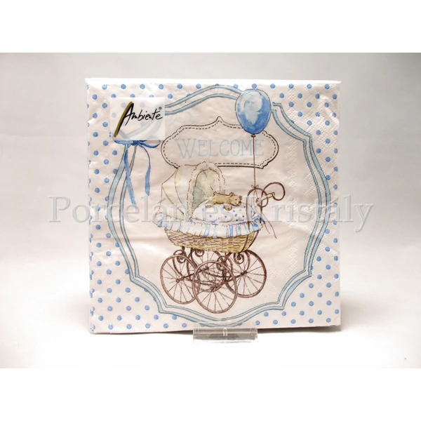 AMB.13312985 Welcome kék kisfiú papírszalvéta 33x33cm, 20 db-os