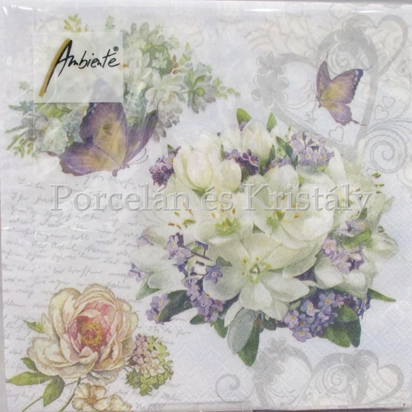 AMB.13314085 Szeretett virágok papírszalvéta 33x33 cm, 20 db-os
