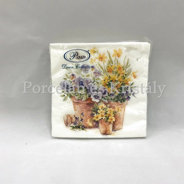 P.W.SDL076600 Pansies in a Pot papírszalvéta 33x33cm, 20db-os