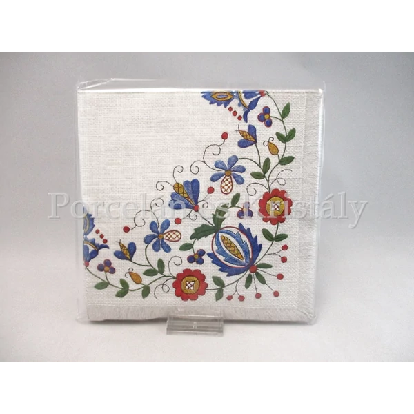 VRP-SZÜRKE-SZÍNES/HÍMZETT Magyaros papírszalvéta 33x33cm, 15db-os