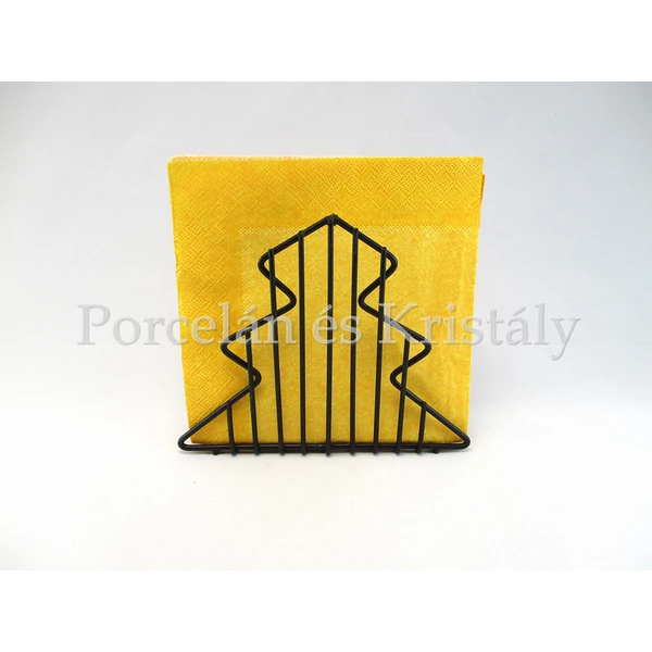 AMB.19402450 Fekete fém szalvétatartó, fenyőfa, 14x17x4,5 cm