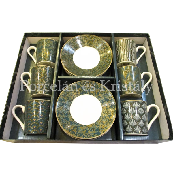 R2S.126CMED Éden porcelán mokkacsésze szett 6 személyes, 12 részes, díszdobozban