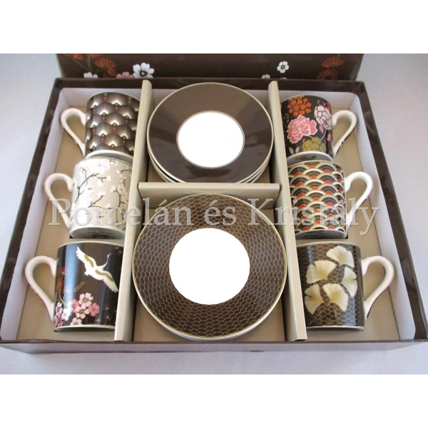 R2S.126ORTL Orientál porcelán mokkacsésze szett 6 személyes, 12 részes, díszdobozban