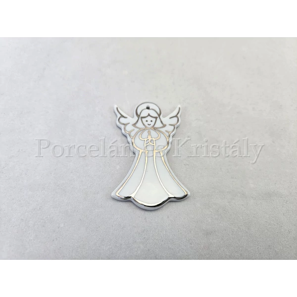 9523/3003 Platina Angyalka karácsonyfadísz, 6x4 cm 