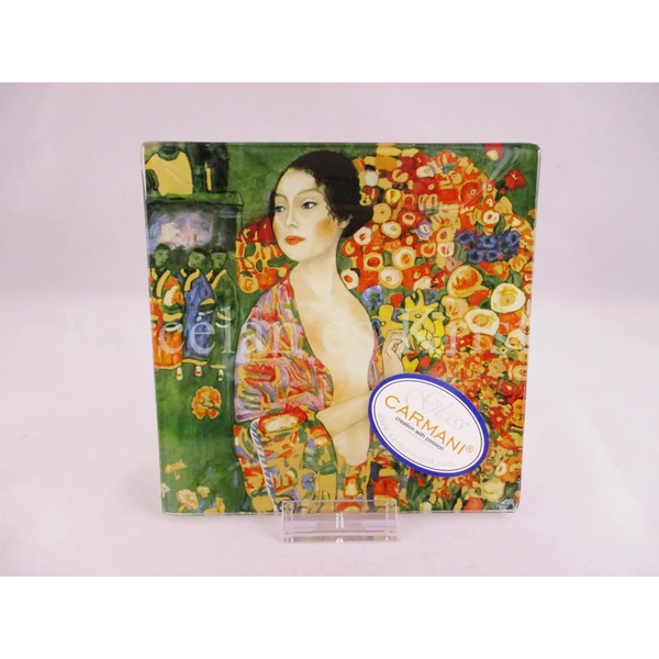 H.C.198-1017 Üvegtál Klimt: A táncos, 0,5x13x13 cm 