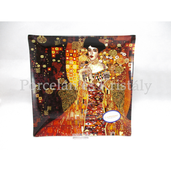 H.C.198-1502 Üvegtál Klimt: Adél, 2x25x25cm  