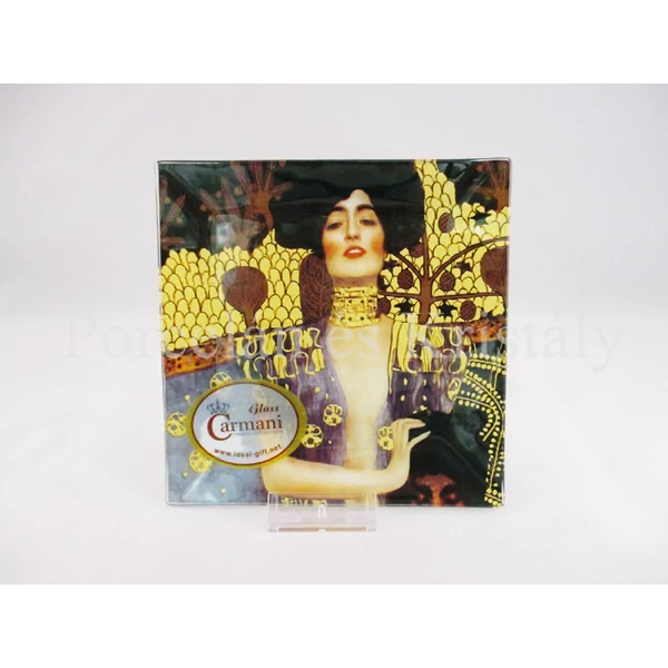 H.C.198-1610 Üvegtál Klimt: Judit, 0,5x13x13 cm