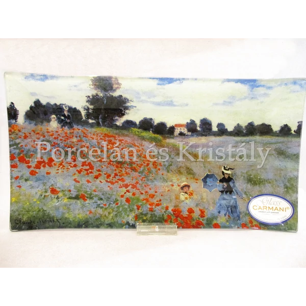 H.C.198-4002 Üvegtál Monet: Pipacsmező, 2x15x30cm