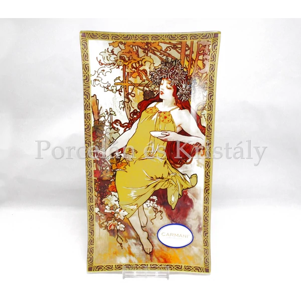 H.C.198-7203 Üvegtál Mucha: Ősz, 2x30x16 cm