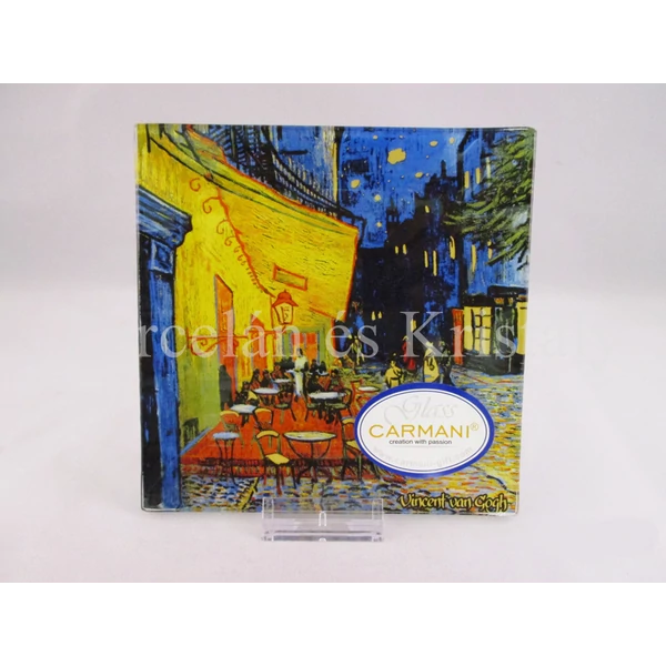 H.C.198-7309 Üvegtál Vincent Van Gogh: Kávéház éjjel, 0,5x13x13 cm