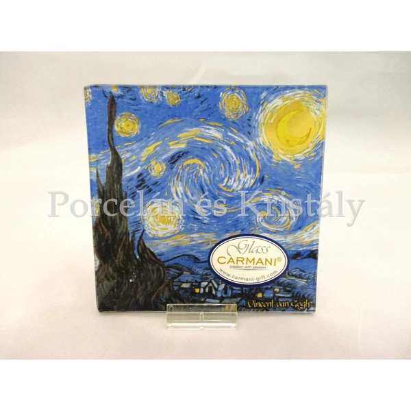 H.C.198-7310 Üvegtál Van Gogh: Csillagos éj, 0,5x13x13 cm