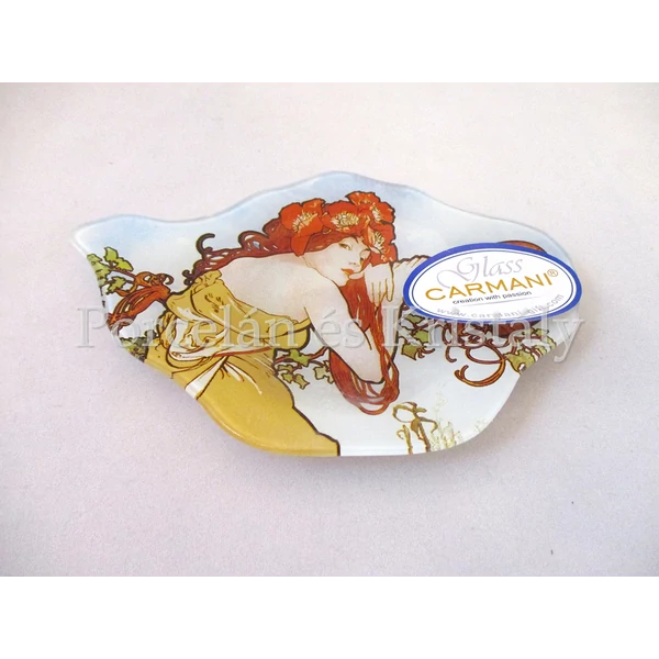 H.C.198-9202 Üveg teafiltertartó Mucha: Nyár, 1,5x10x14,5 cm 