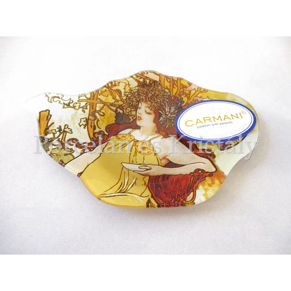 H.C.198-9203 Üveg teafiltertartó Mucha: Ősz, 1,5x10x14,5 cm 