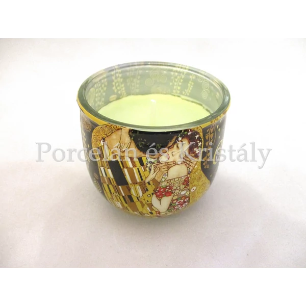 H.C.457-8201 Sütőtöktorta illatgyertya üvegben Klimt: Csók, 7,5x8 cm