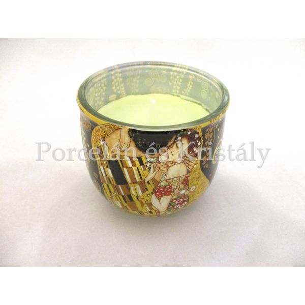 H.C.457-8201 Sütőtöktorta illatgyertya üvegben Klimt: Csók, 7,5x8 cm