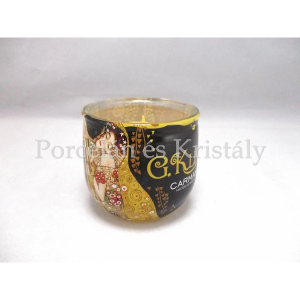 H.C.457-8202 Narancs-fahéj illatgyertya üvegben Klimt: Csók, 7,5x8 cm