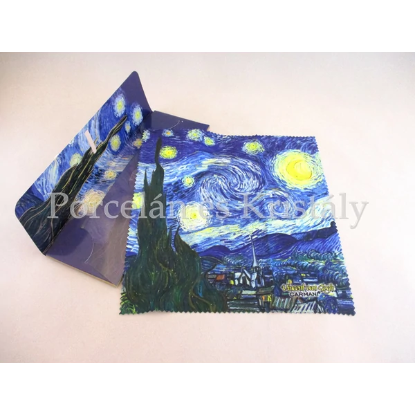 H.C.021-0529 Szemüvegtörlő kendő Van Gogh: Csillagos éj, 20x20 cm