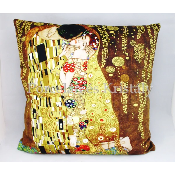 H.C.021-1601 Párna barna Klimt: Csók, 45x45x11 cm