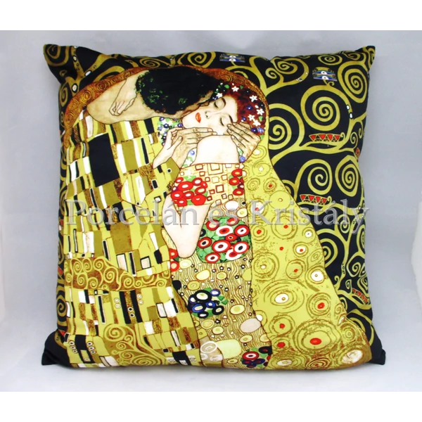H.C.021-1611 Párna fekete Klimt: Csók, 45x45x11 cm