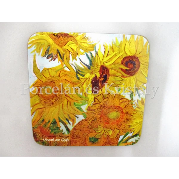 H.C.830-0001 Parafa poháralátét Van Gogh: Napraforgók, 10x10 cm