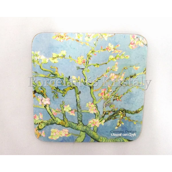 H.C.830-0004 Parafa poháralátét Van Gogh: Mandulavirágzás 10x10 cm