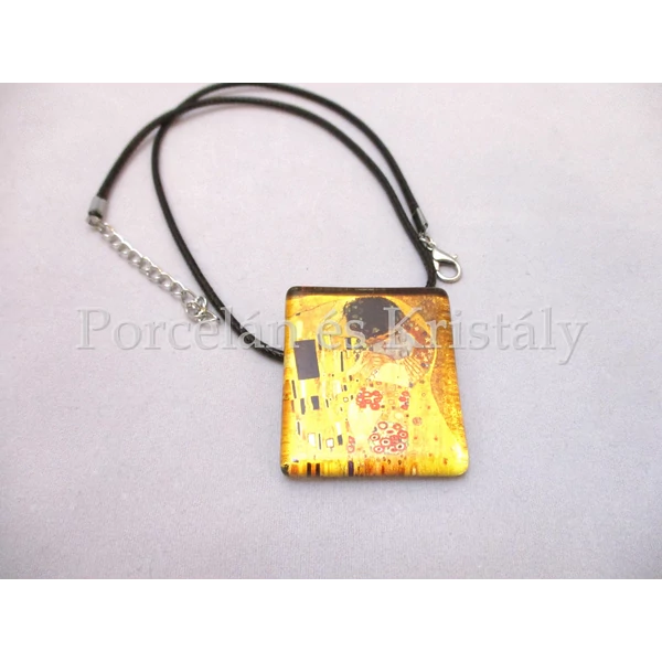 Nagy medál, álló téglalap, Klimt: Csók, 4x3,5 cm