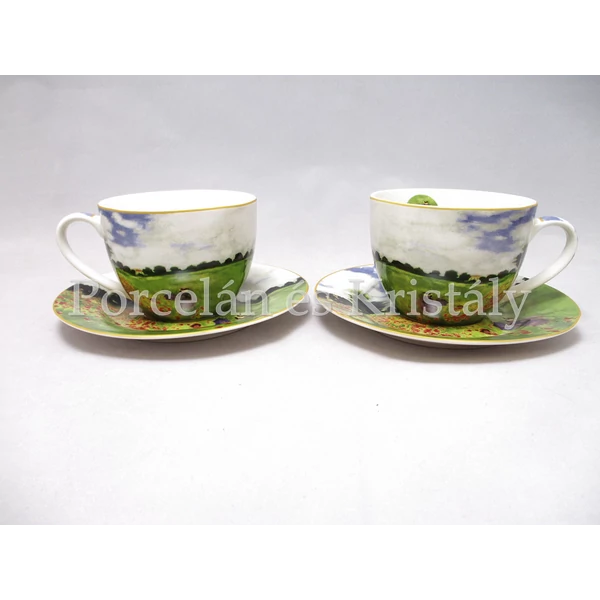 D.G.23336 Porcelán mini-tea szett 2 személyes, 4 részes, Monet: Pipacsmező