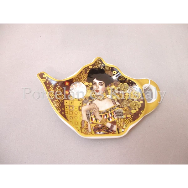 H.C.532-1505 Porcelán teafiltertartó Klimt: Adél, 1,5x8,7x13,3 cm
