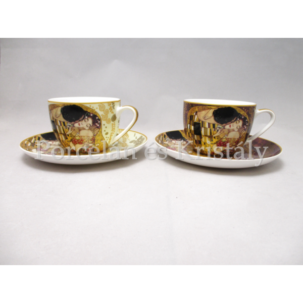 H.C.532-7403 Porcelán mini-tea szett 2 személyes, 4 részes, Klimt: Csók 