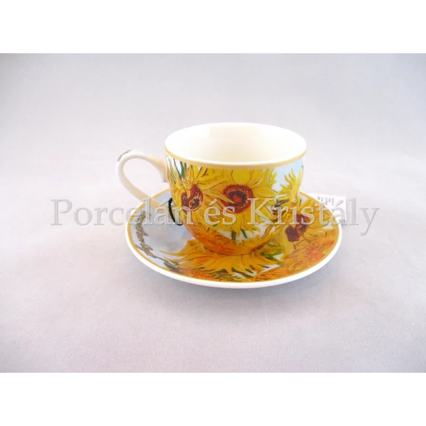 H.C.830-8306 Porcelán Mokkacsésze + alj, Van Gogh: Napraforgók 