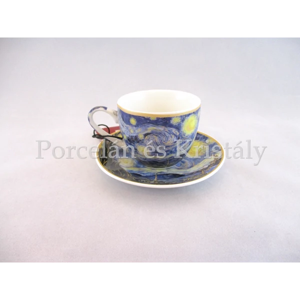 H.C.830-8310 Porcelán Mokkacsésze + alj, Van Gogh: Csillagos éj