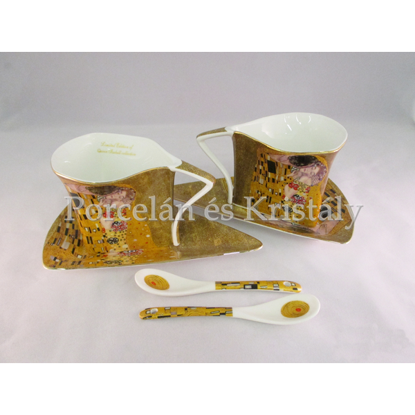 P.P.W3A34-15727 Porcelán Nonfiguratív mini-tea szett 2 személyes, 6 részes, Klimt: Csók 