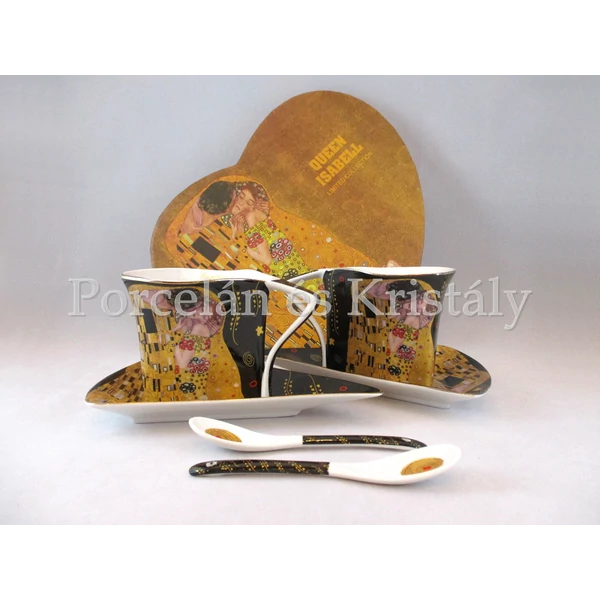 P.P.W8KL334-22352 Porcelán Nonfiguratív mini-tea szett 2 személyes, 6 részes, Klimt: Csók 