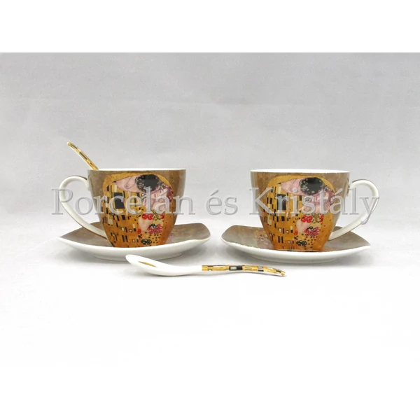 P.P.W6A60-11499 Porcelán mini-tea szett 2 személyes, 6 részes, Klimt: Csók 