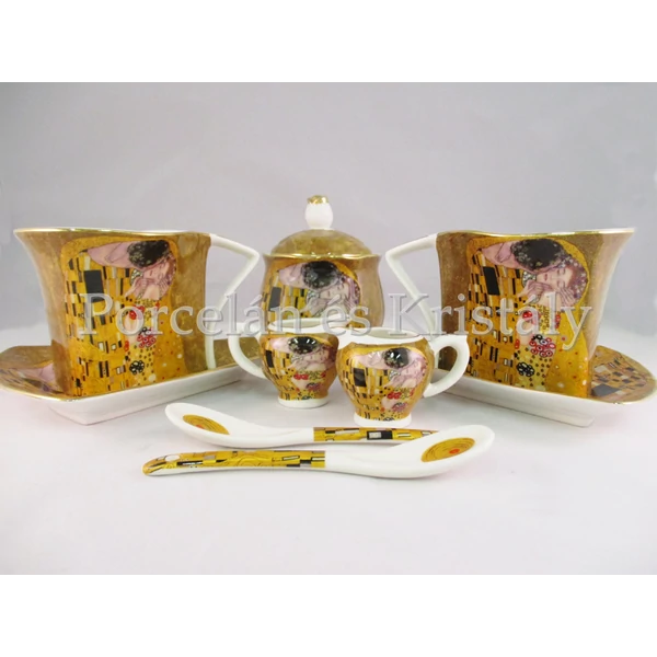 P.P.W6A67-14285 Porcelán Nonfiguratív mini-tea szett 2 személyes, 9 részes, Klimt: Csók