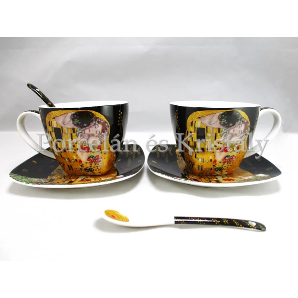 P.P.W6B60-11598 Porcelán mini-tea szett 2 személyes, 6 részes, Klimt: Csók 