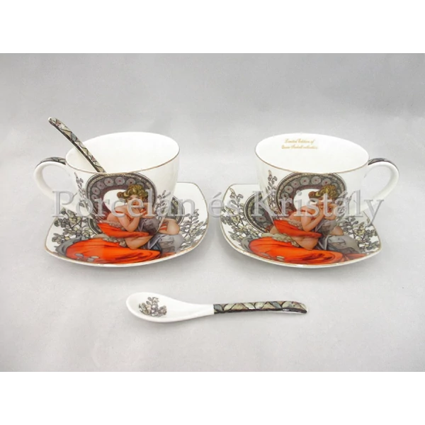 P.P.W6S60-17071 Porcelán mini-tea szett 2 személyes, 6 részes, Mucha: Topáz