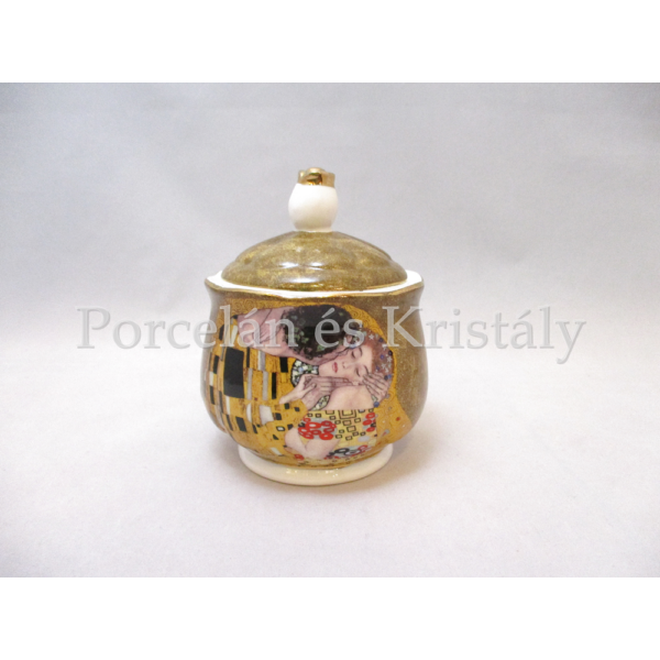 P.P.W8A87-19093 Porcelán cukortartó fedővel Klimt: Csók, 11,5x9 cm