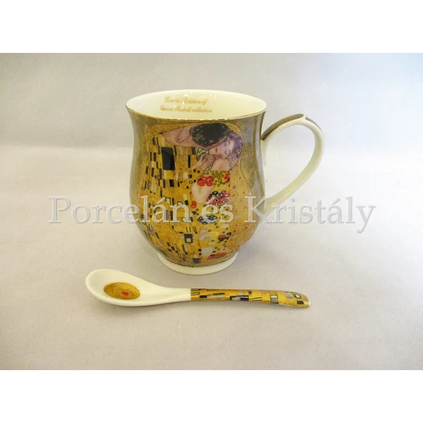 P.P.W8A93-21041 Porcelánbögre kanállal 350ml, Klimt: Csók