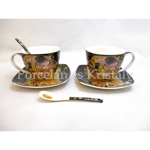 P.P.W8KL360-22406 Porcelán mini-tea 2 személyes, 6 részes, Klimt: Csók 