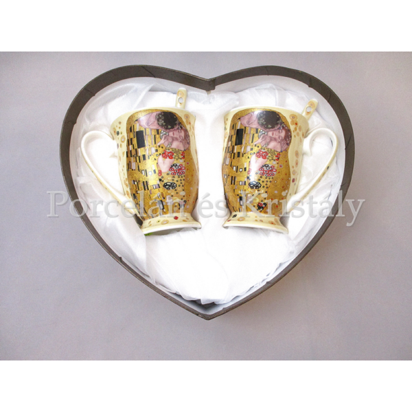 P.P.W9KL410-09176 Porcelán talpas bögre szett 2 személyes, 4 részes, Klimt: Csók