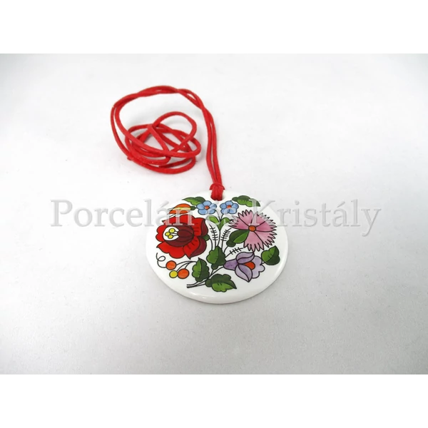 Kalocsai kerek medál, fehér 5,5 cm