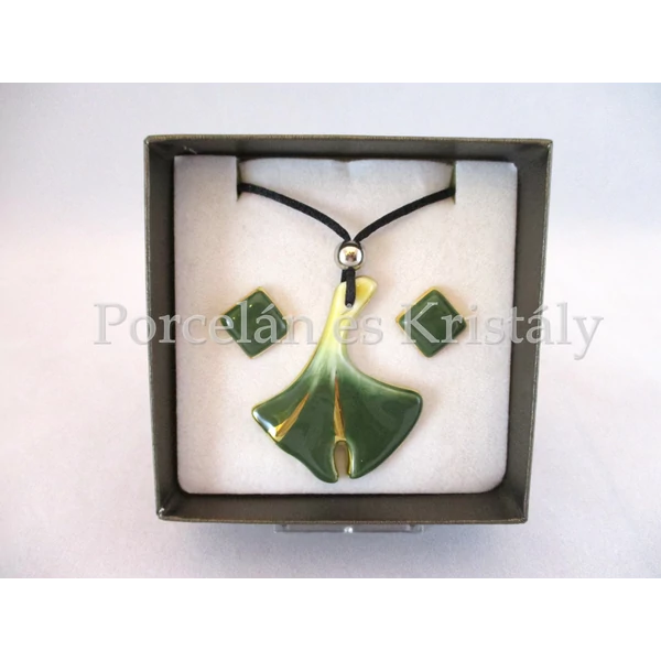 8420 Ginkgo ékszer szett zöld, 2 részes