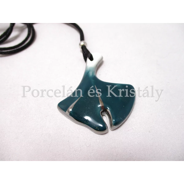 10594/8428 Ginkgo medál türkíz, 5x4 cm