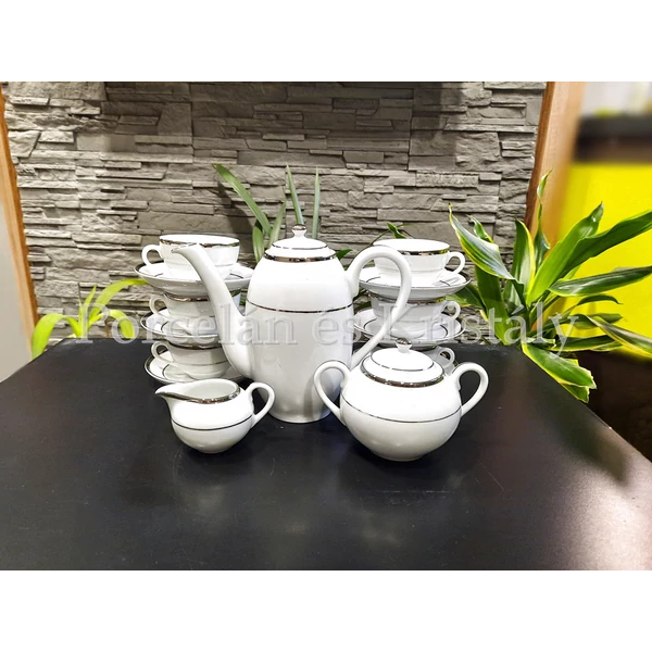 9100/3384 Fehér-Platina Mokkakészlet 15 részes